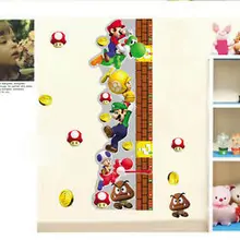 Супер Марио измерения высоты 3D стикер стены Искусство виниловый Настенный декор наклейка Дети