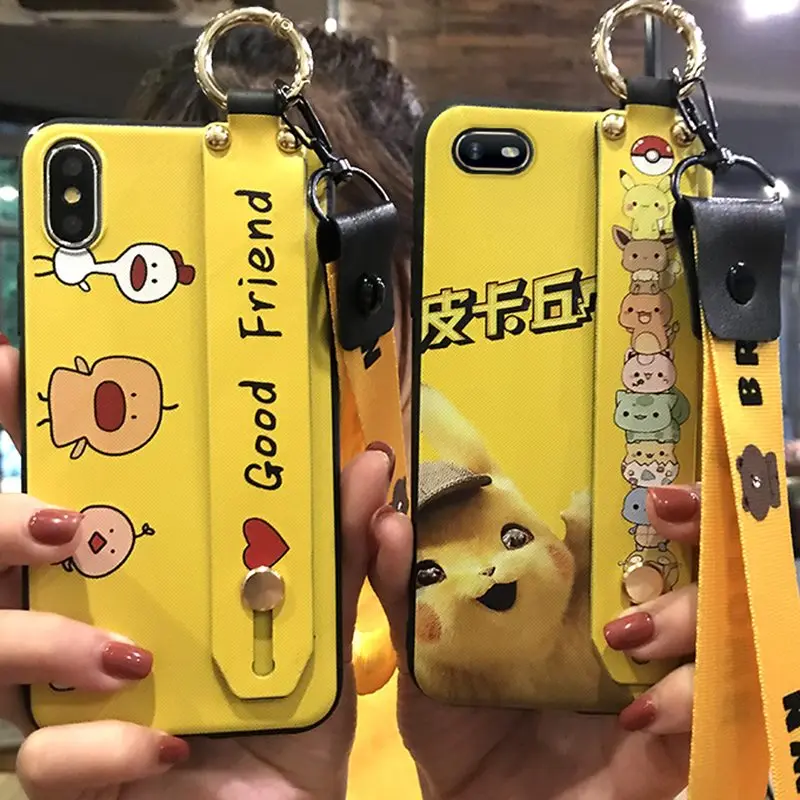 

Lanyard Phone Case For Oppo A1k 6.1-inch Phone Holder Delicate Painted TPU Silicone Cover Cute Cartoon Shockproof Phone Case