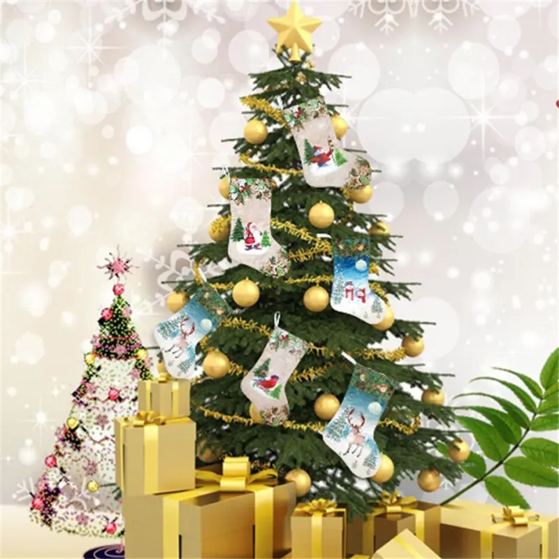 

Новые рождественские носки, висячие украшения, ткань, Санта Снеговик олень, маленькие ботинки, подвески, домашние вечерние украшения на рождественскую елку