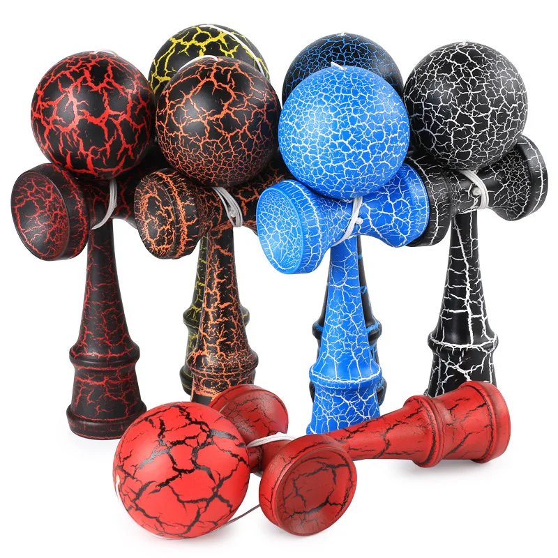 Деревянная игрушка Kendama для детей и взрослых, 18 см, искусственная краска, трещины, профессиональный Kendama, умелый мяч для жонглирования, традиционная игра, игрушка для спорта на открытом воздухе