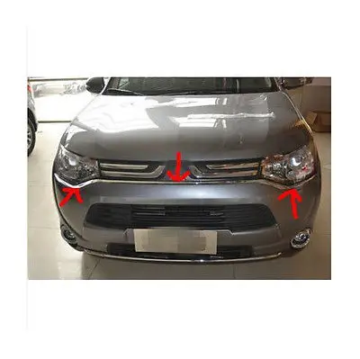 Новинка! Хромированная решетка переднего бампера Накладка для Mitsubishi Outlander 2013