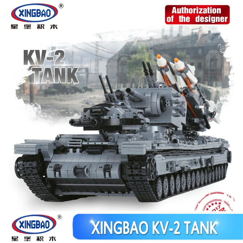

XingBao 06006 Creative MOC Military Series The KV-2 Tank Set children Educational Building Blocks Bricks Toys Model Gifts