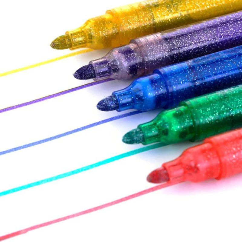 5 шт волшебный блестящий маркер ручка яркий сверкающий цветной рисунок живопись канцелярские принадлежности