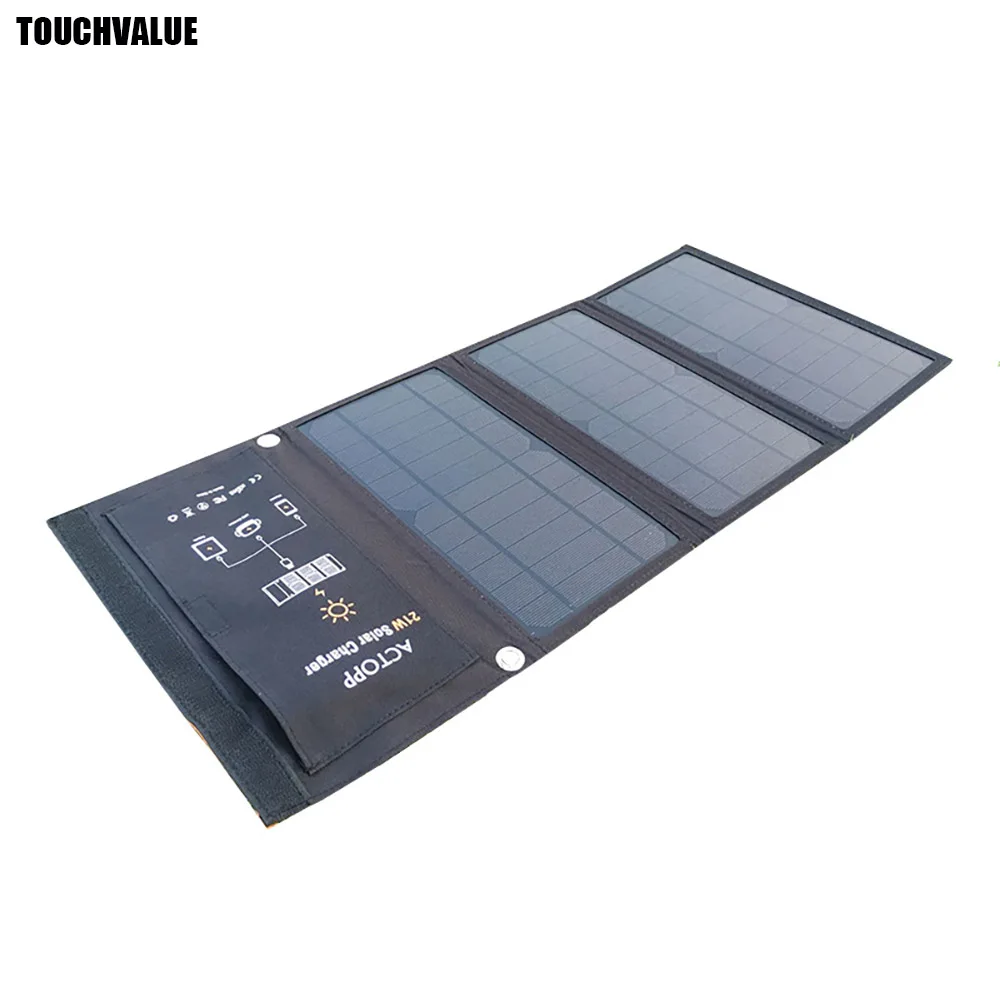 

Dual USB Solar Charger Portable Single Crystal Solar Folding Charging Bag 21W Mobile Phone Emergency Outdoor Power