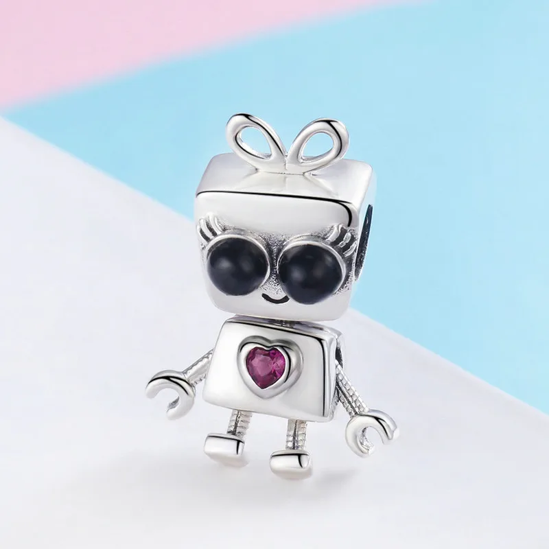 Günstige MYBEBOA Heißer Verkauf 925 Sterling Silber Tick Tock Roboter Mädchen Jungen Kindheit Perlen fit Original Pandora Armband Charme Schmuck