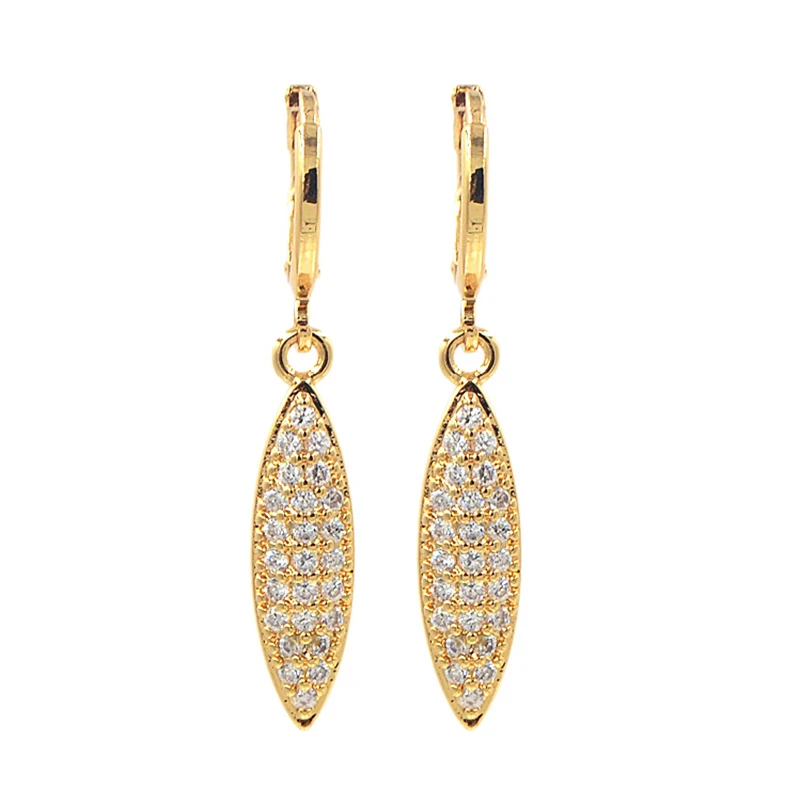 

Fashion Women Elegant CZ Zircon Gold Color Drop Earrings Jewelry Gifts