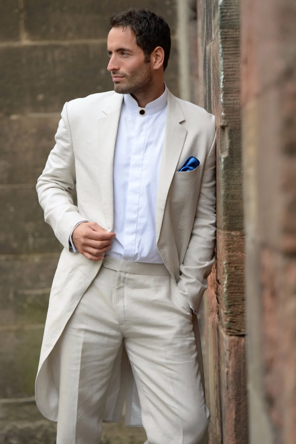Ultime Mutanda Del Cappotto Progetta Lino Avorio Mattina Vestito Casuale  Sposo Su Misura spiaggia Tuxedo Abiti Da Sposa Per Gli Uomini Giacca 2  Pezzo Terno FQ|morning suit|tuxedo wedding suitdesigner wedding suits -