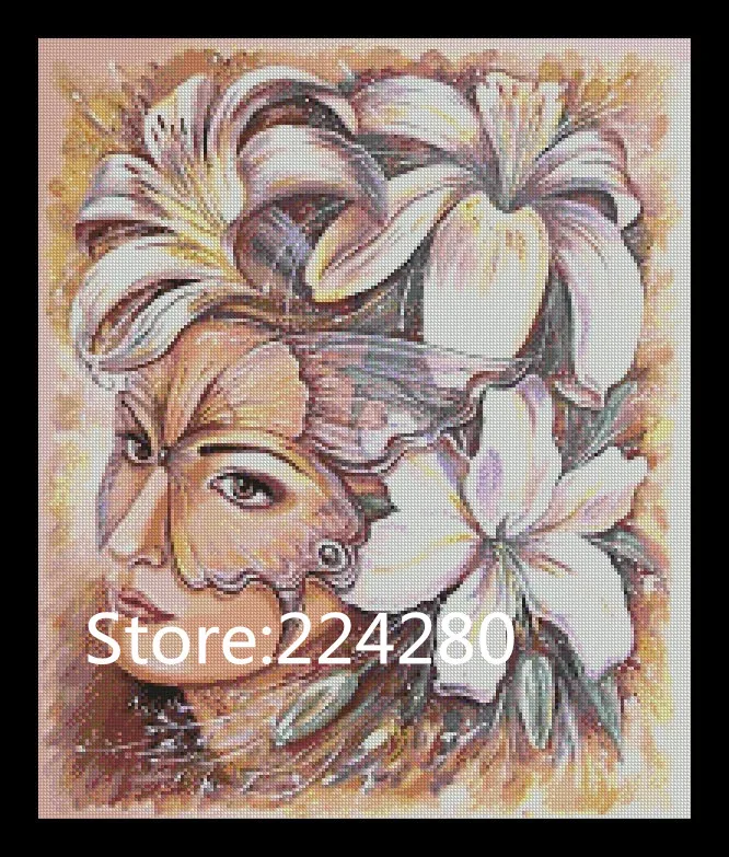 

Needlework,DMC Girl with mask Personality Cross stitch kits,Bricolage for Embroidery Decor Patterns Cross-Stitching,DIY Handmade