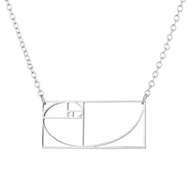 Fibonacci Golden Ratio Necklace Stainless Steel Architecture Jewelry Graduation Gift for Student Collier