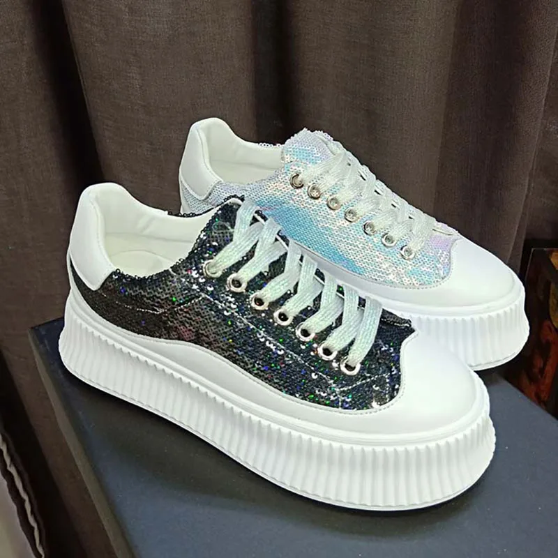 Non Noires Décontracté Black Mode Chaussures Plat Sneakers Printemps purple pink Femme Automne Femmes 2019 white Bling Sport candycolor forme Blanches Plate slip De Pour Dames silvery Yyb7f6gv