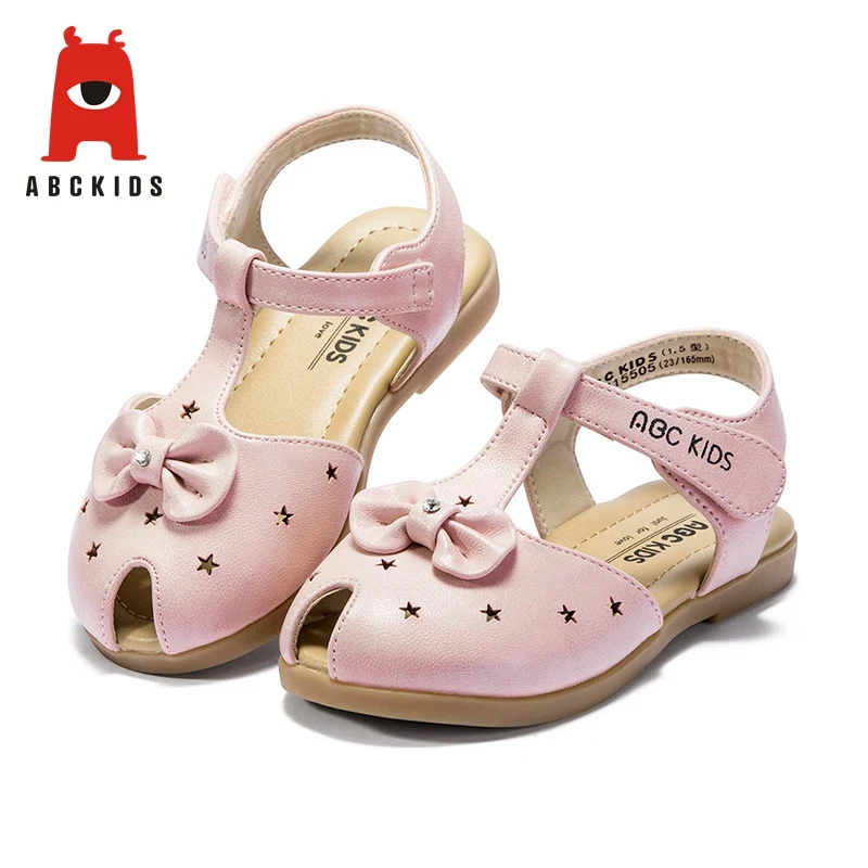 

Abckids 2019 Summer kids children fashion girls flat bow pricness shoes solid soft sole anti-slip shoes