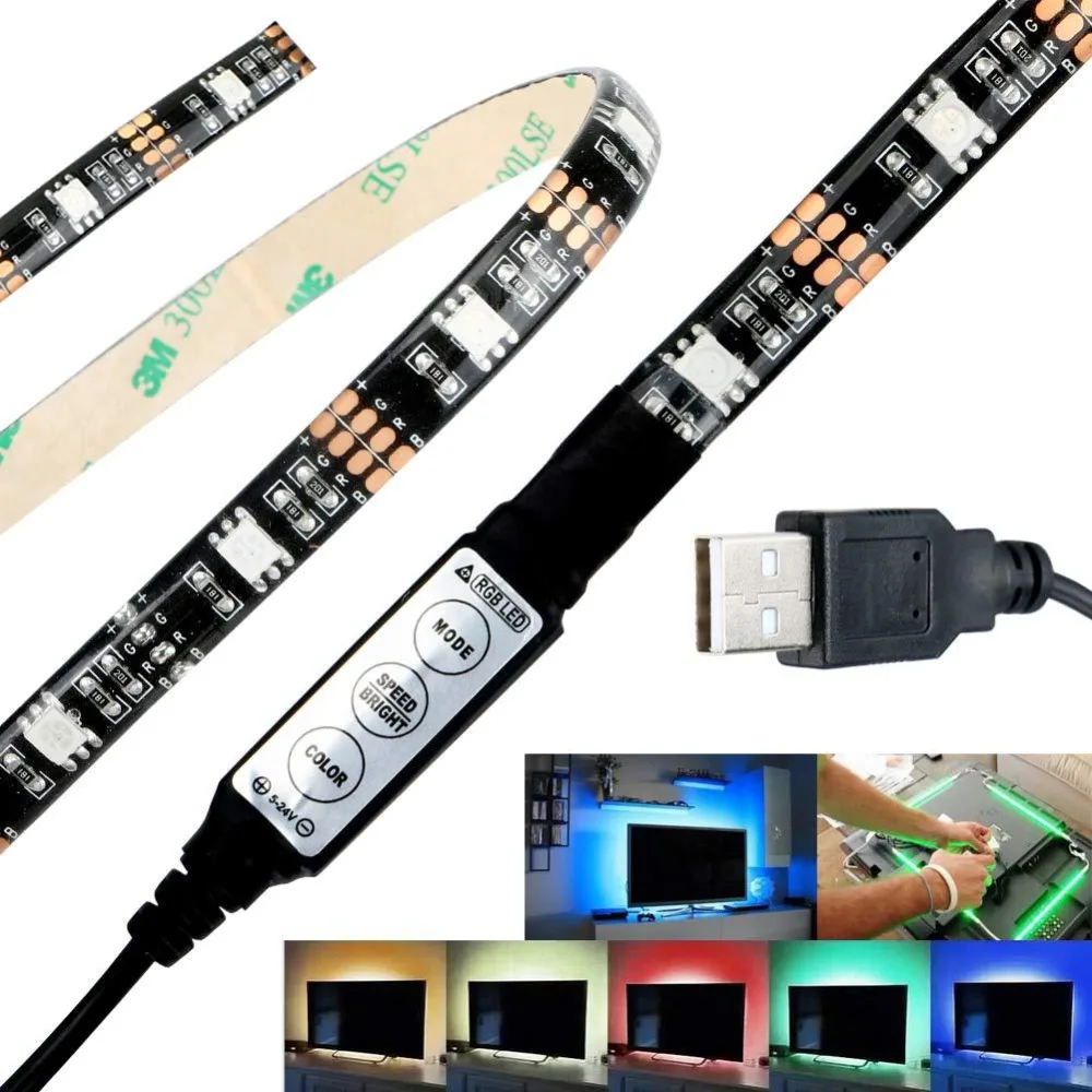5050 USB красочные светодиодные полосы света водонепроницаемый с капля клей Marquee 3