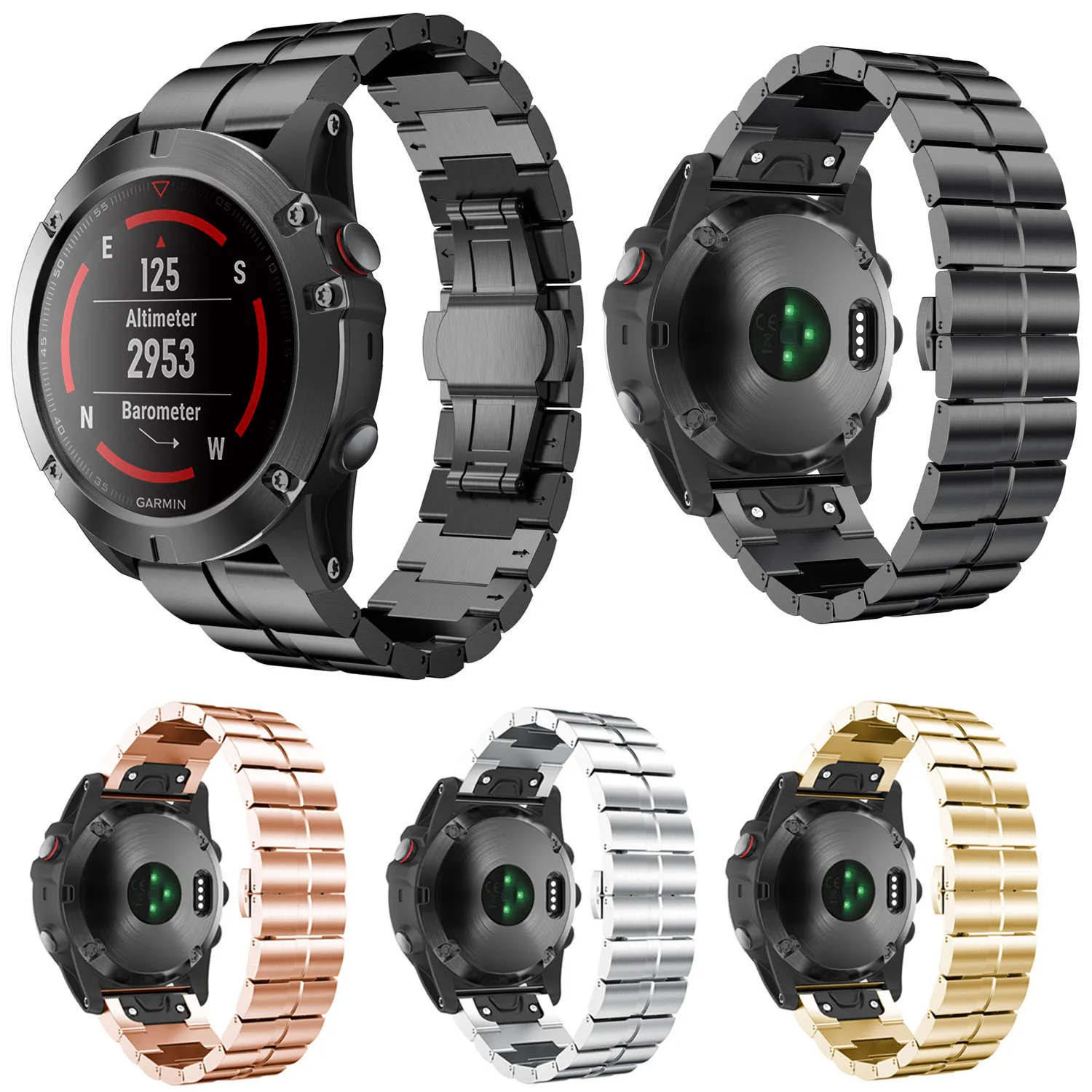 Butterfly Buckle 316L Stainless Steel Metal Bracelet Quick Release Fit