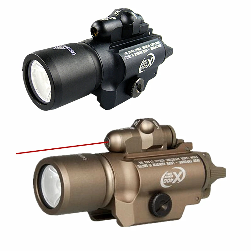 Tactical SF X400 Handgun Flashlight With Red Laser Sight Light mount