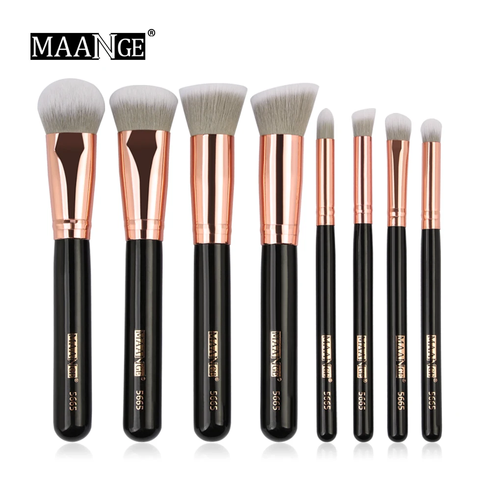 MAANGE Unique Makeup Brushes 8pcs Wood Handle Eyeshadow Brush Set