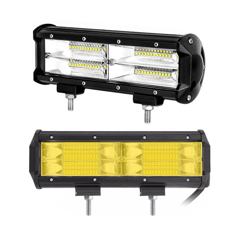 

144W Motorcycle Car Fog Lamp Work Light Flood Spot Light Bar for Boats ATV UTV SUV 4WD Truck Offroad Vehicle Yellow/White