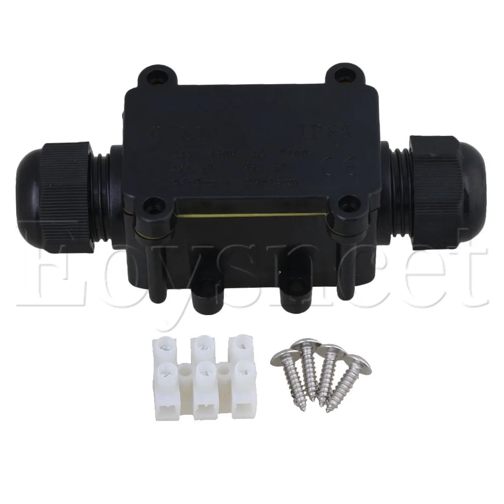 

Outdoor Waterproof 2 Way Wire Cable Mini Junction Box w/ Terminal Black