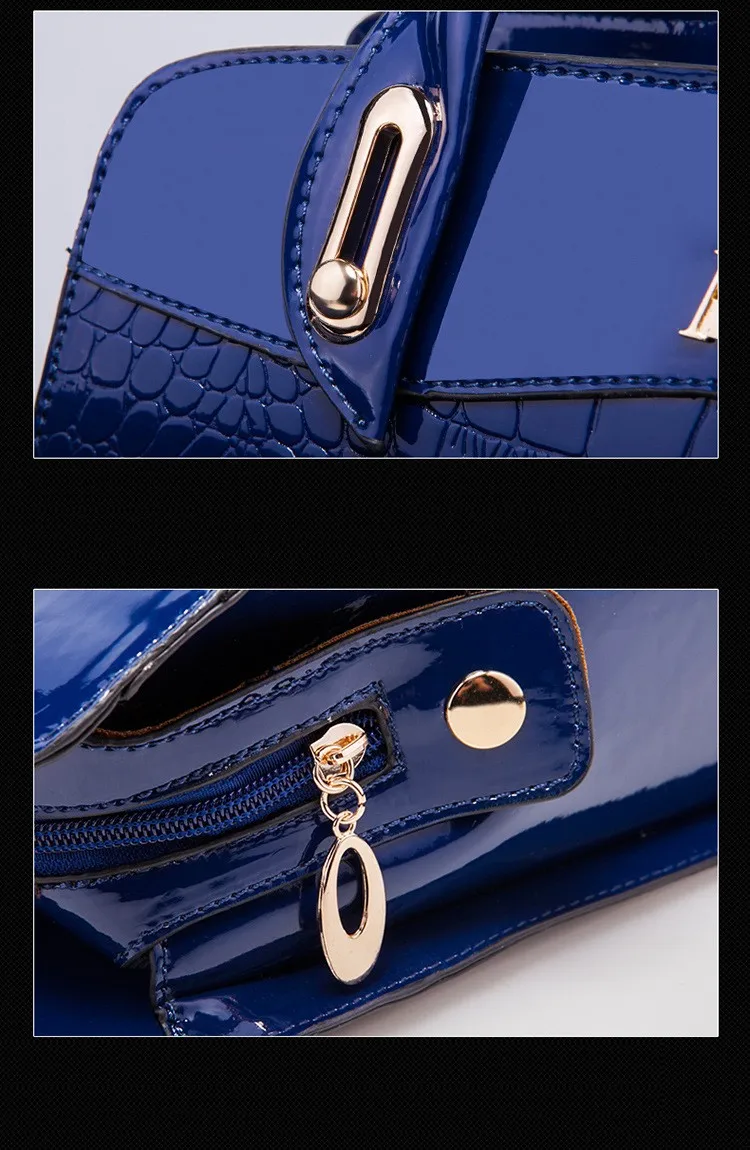 3 шт. SetsTop ручные сумки для женщин лакированная крокодиловая женская сумка на плечо женская сумка женские кожаные сумки Bolsa Feminina