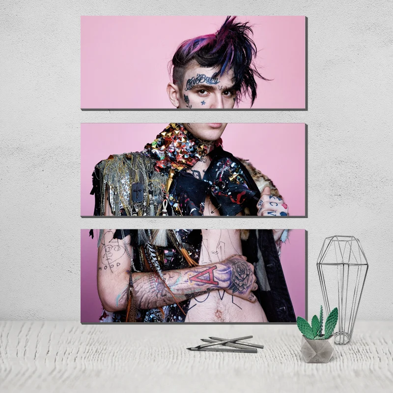 

Lil Peep Triptych 3 Panel Wall Art Photo Canvas Poster Wall Pictures for Living Room Deco Home Scandinavian Cuadros Decoracion