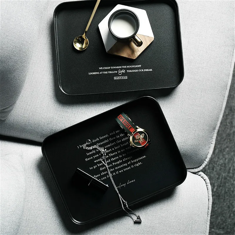 

Retro Metal Storage Tray Black Fruit Cupcake Snack Plate Jewelry Display Tray Party Serving Trays Food Dish Organizer Decoration