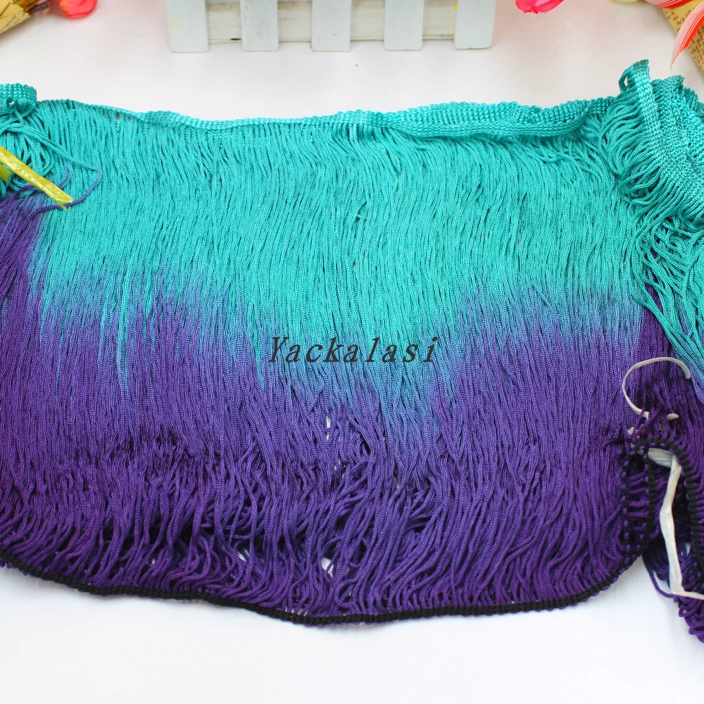 

YACKALASI 5 YDS/Lot Dip Dye Ombre Fringe Rayon 25cm long Green Purple trimming Tassel Gradient fringe loop bottom lace color