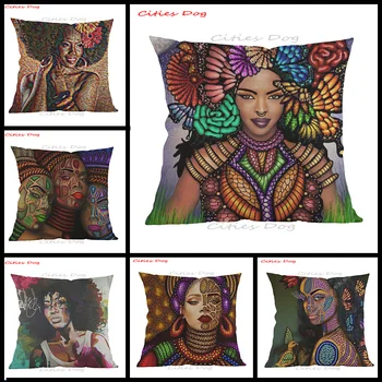 

National Wind African style cushion cover linen painting Sexy Cartoon character africa Printed Home sofa Decoration Pillow cover