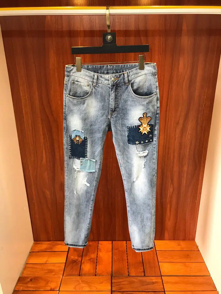 AH03627 модные для мужчин's джинсы для женщин 2019 взлетно посадочной полосы Роскошные известный бренд Европейский дизайн вечерние стиль