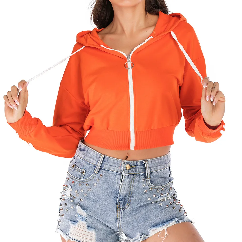 women's short sleeve zipper hoodie