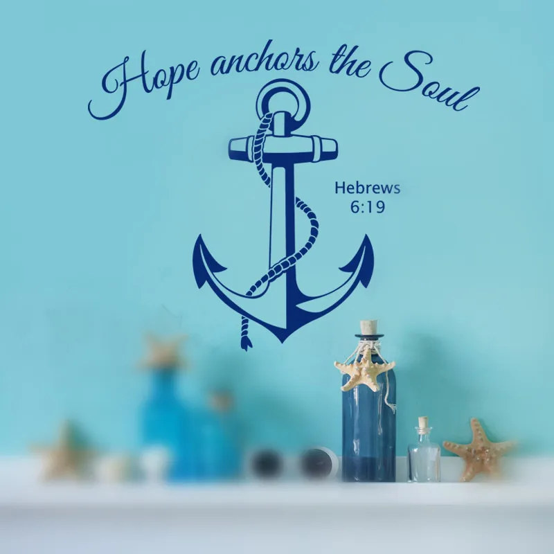 Hope Anchors the Soul Bible Verse Decal, Hebrews 619 Living Room Vinyl