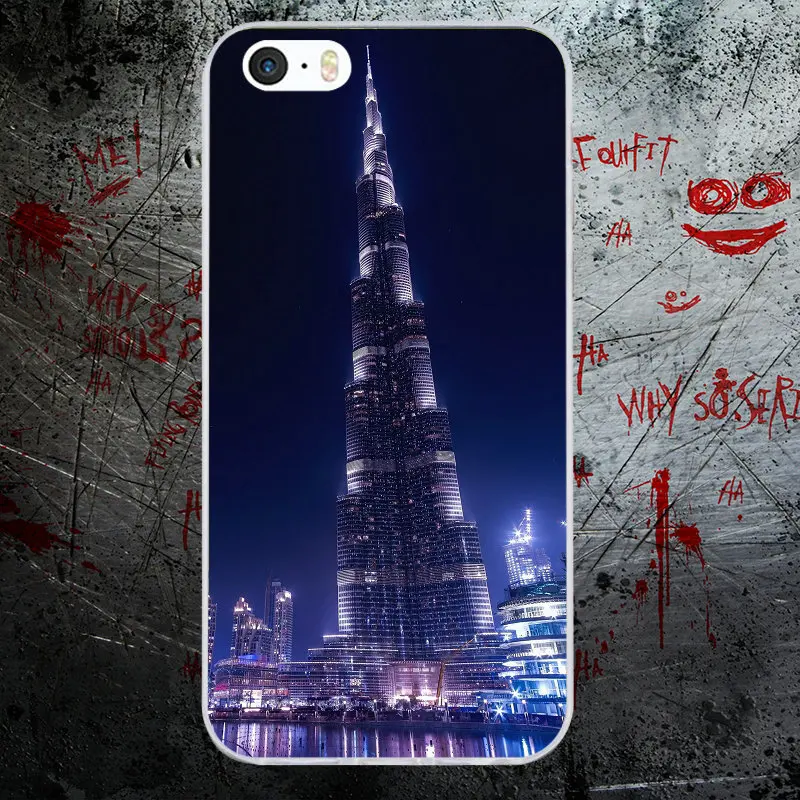 Для iphone 7 6S 6 8 Plus 5 5S 5C SE X 4 4S чехол Spft защитный на телефон сумка Дубай Burj Khalifa Tower