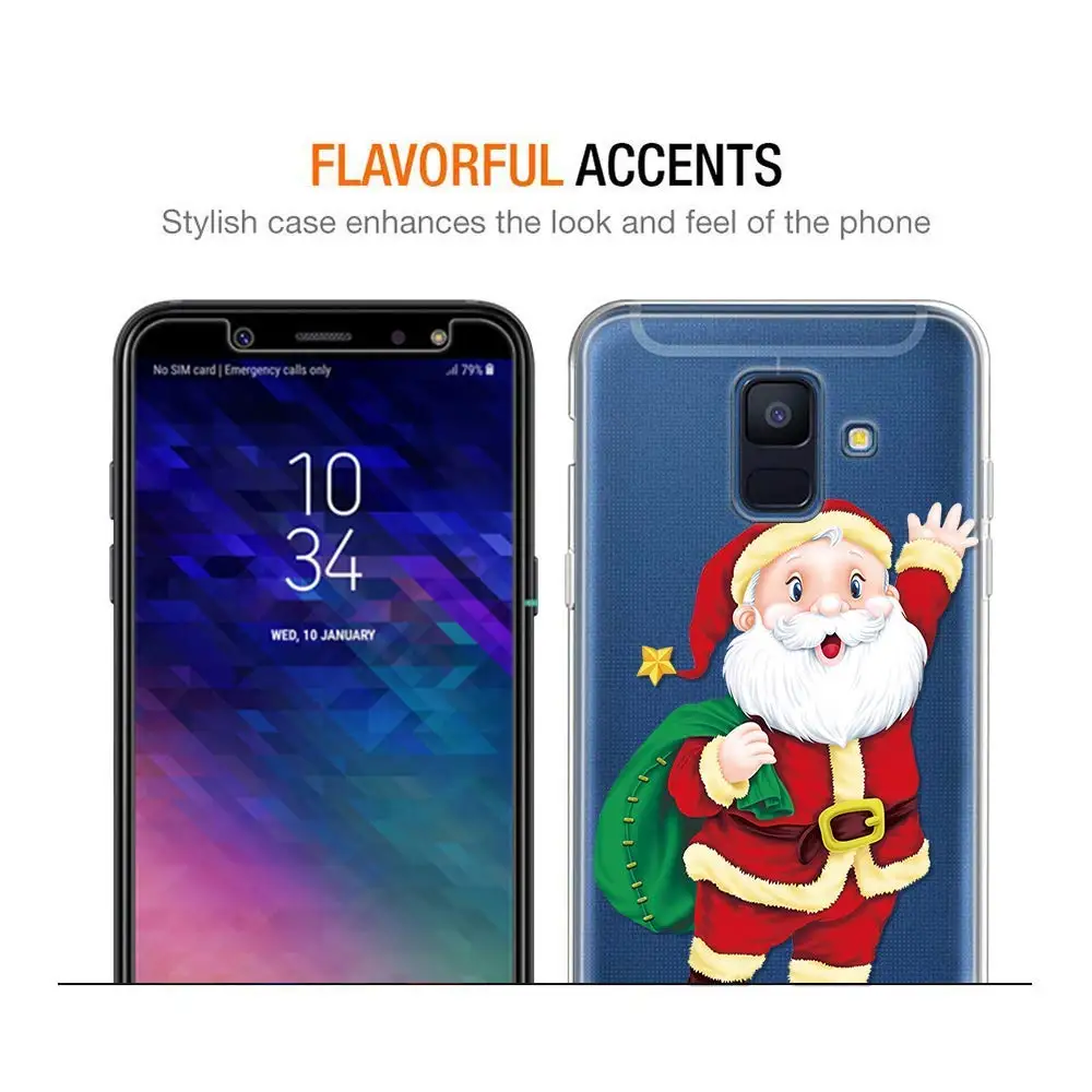 Santa Claus Reindeer Christmas Soft Case Cover For Samsung A6 J4 J6 2018 J3 J5 J7 A5 2017 A6 Plus J2 Prime Ultra Thin Slim Coque (19)