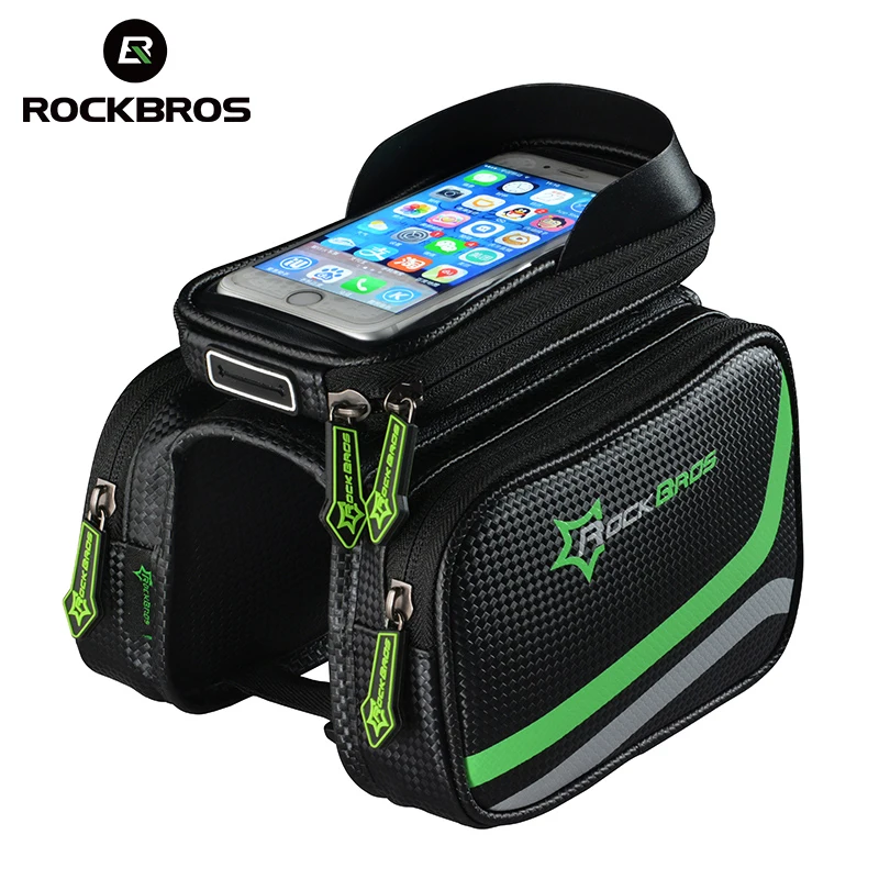 

ROCKBROS Bike Bag Reflective Bike Front Bag Waterproof Bicycle Tube Bags Large Capacity MTB Frame Bags For iPhone For Xiaomi