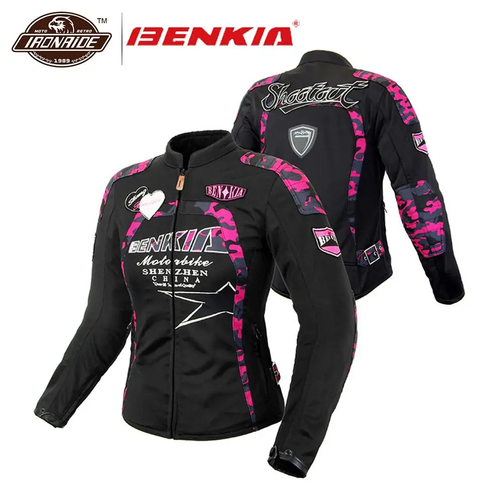 

BENKIA Women Motorcycle Jacket Breathable MeshMoto Jacket Racing Riding Protective Gear Motorbike Clothing Spring Summer Autumn