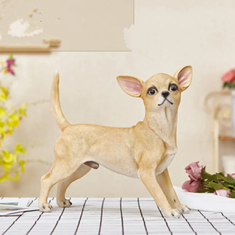 

Cute Puppy Statue Simulation animal Home Decor Exquisite Chihuahua Resin Action Figure Collectible Toy DOG D20