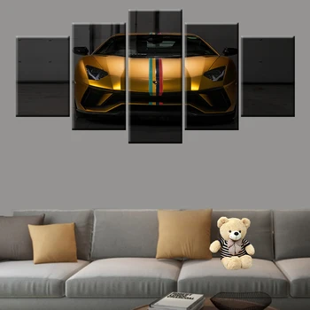 

5 panel canvas painting car picture sports car Lamborghini art poster living room bedroom wall decoration picture modular