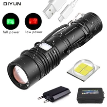 60000LM фонарик XHP50 светодиодный фонарик заряжаемый через интерфейс USB фонарь Zoom фонарик T6 фонарь с батареей 18650