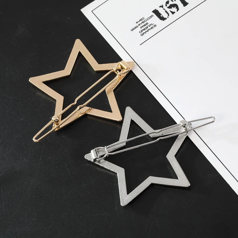 

LEVAO Korean Fashion Women Hollow Five-pointed Star Side Bangs Hair Clip Girls Barrettes Hairpins Hairgrips Accessories Headwear