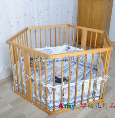 Деревянная многофункциональная детская кровать игровая кровать Шестиугольник игровой забор пояс бежевый круг