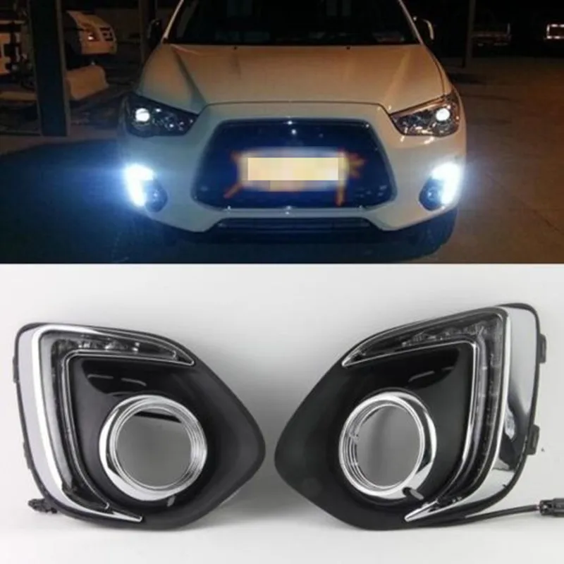 

White LED Daytime Running Light Driving Fog Lamp DRL For MITSUBISHI ASX 2013 2014