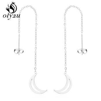

Oly2u Gold Moon Drop Earrings for Women Stainless Steel Long Dangle Earrings Fashion Cute Ear Jewelry Earring oorbellen female