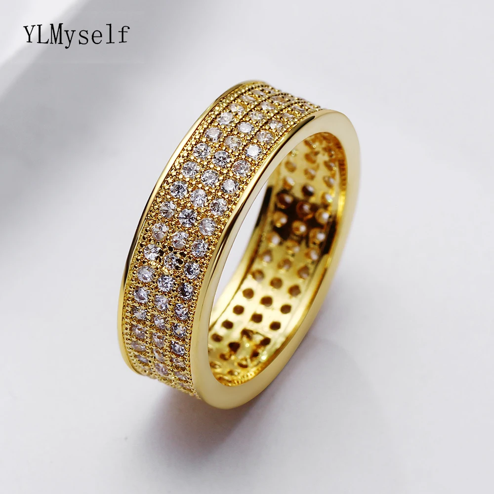 Classric Circle Ring Gold-Color AAA Cubic zirconia Elegant Copper Jewelry Female Jewellery Women's Accessories