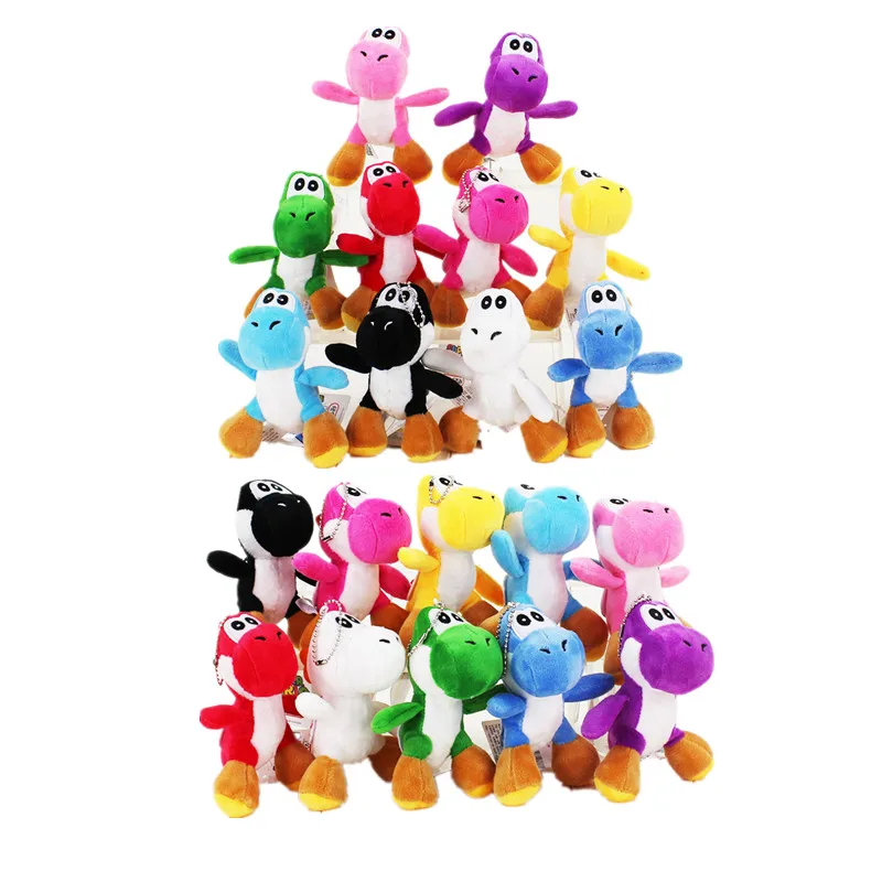 

20pcs/lot 12CM Super Mario Bros Yoshi Plush phone chain toy cute dinosaur animal doll soft stuffed doll free shipping
