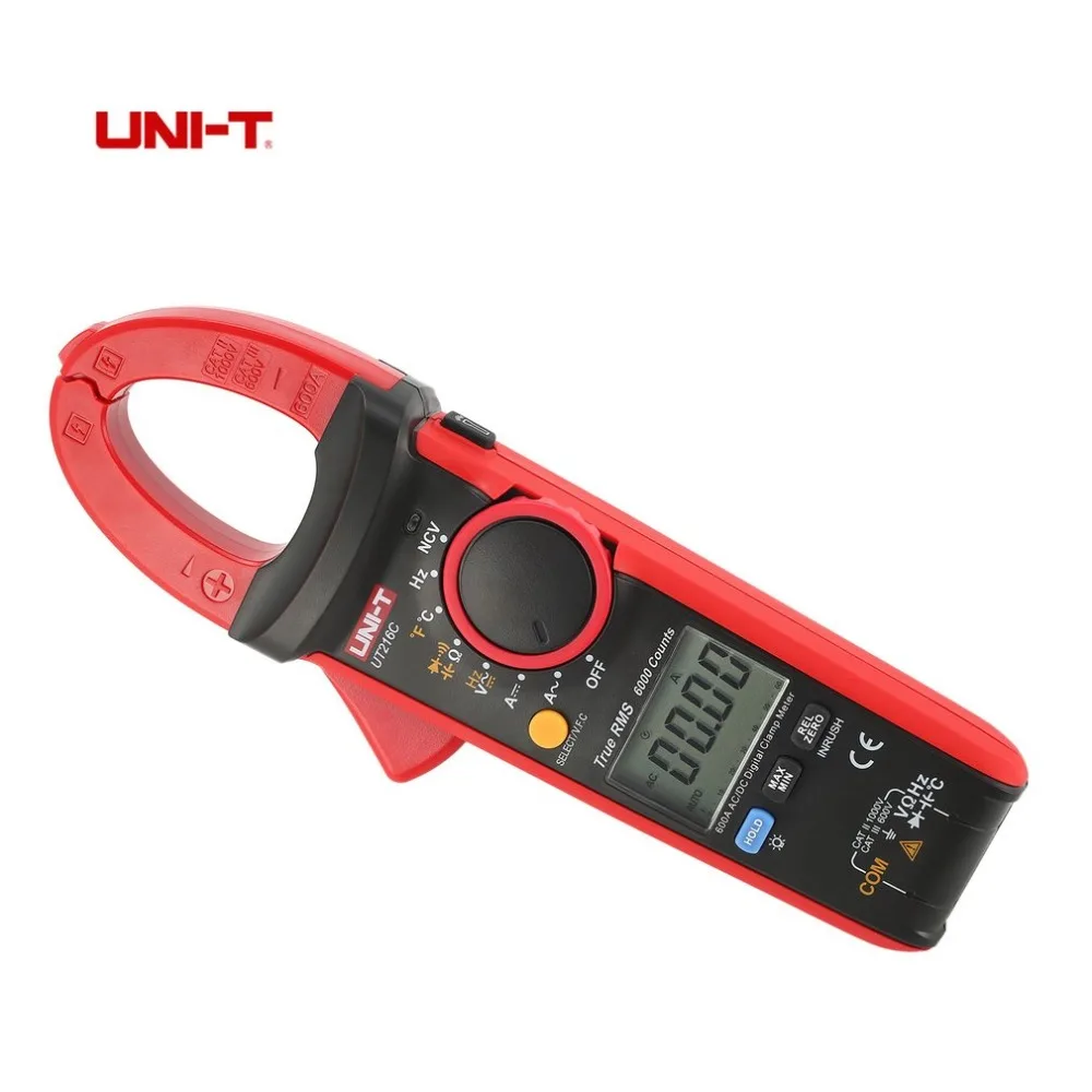 

UNI-T UT216C Multimeter 600A True RMS Digital Clamp Meter Auto Range Volt Amp Ohm Frequency Capacitance Temperature Tester