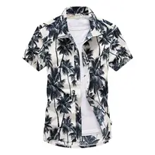 Camisa havaiana de manga curta masculina, camisa com secagem rápida, tamanho maior asiático, verão 2019, casual e floral, de praia, M-5XL homens