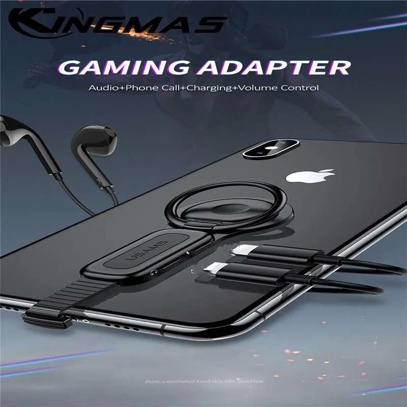 

ring holder Adapter for iPhone X 7 8 AUX up to 3.5 mm audio charger for splitter iPhone Jack headphones headset adapter