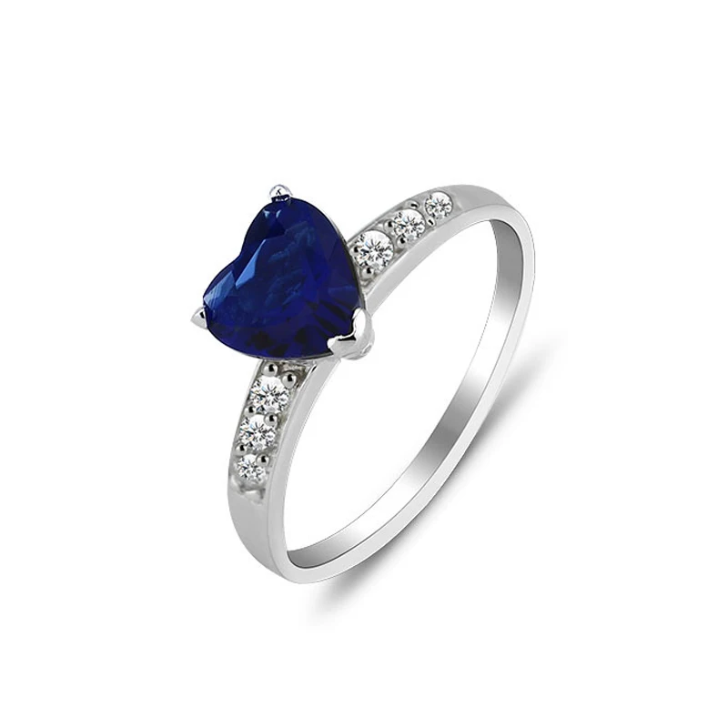 

FuKuan Fashion Inlaid Heart-shaped Stone Rings 925 Sterling Silver Female Ring High Quality Fine jewelry Rings For Women Gift