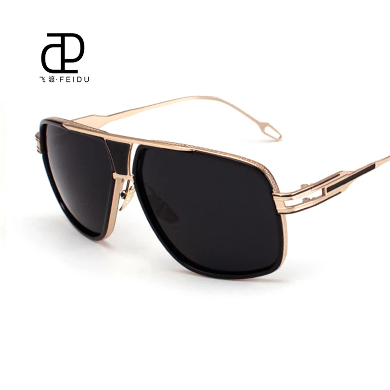 FEIDU Мода прямоугольник Солнцезащитные очки для женщин Для мужчин Роскошные Брендовая Дизайнерская обувь зеркало Защита от солнца Очки унисекс UV400 очки Óculos gafas-де-сол - Цвет линз: Black