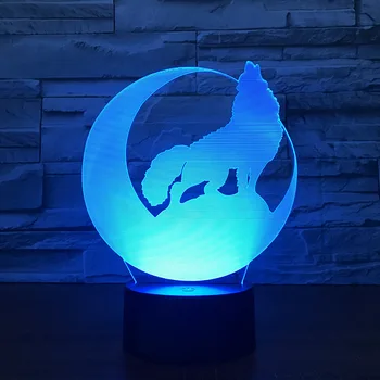 

Wolf Moon Novelty 3D LED Lamp Night Light Power Bank Usb Led Lamparas Wireless Wall Lamp Usb Decor Home Gift 7 Colors Change