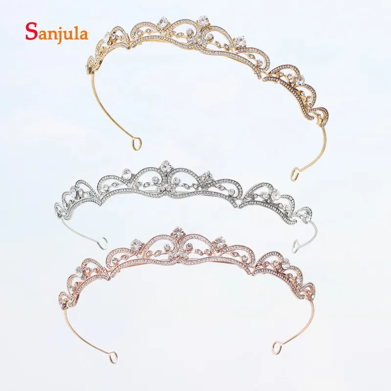 

Gold/Sliver/Rose Gold Simple Crown for Bridal Hairwear Baroque Style Women Hair Jewelry Tiaras ozdoba do wlosow slub H346