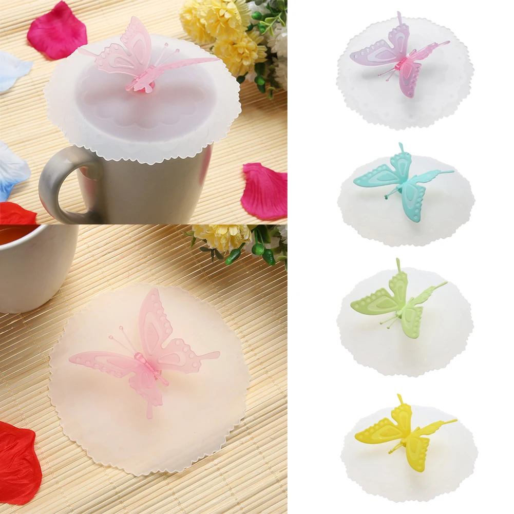 Cute Butterfly Tea Cup Lid Silicone Anti dust Silicone Cup Cover Coffee
